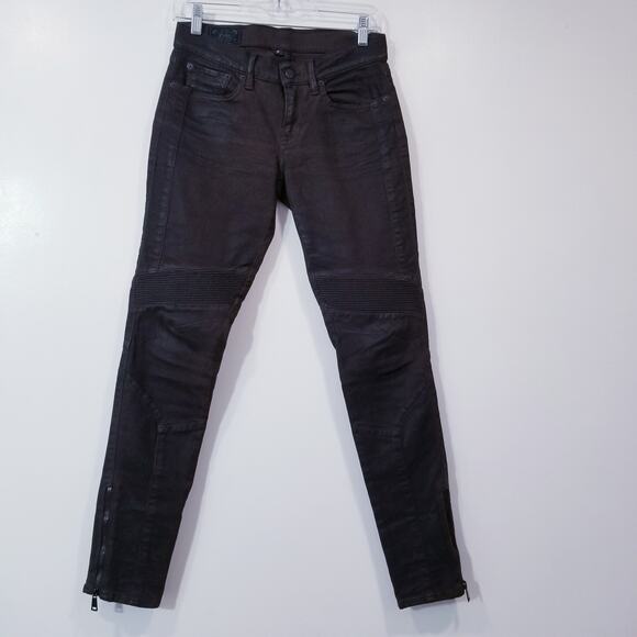 POLO Ralph Lauren Ladies Brown Moto Ankle Zip Pants Bikercore - Picture 1 of 13